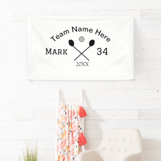 Teamnaam hier voeg naam toe nummer bal paddle golf spandoek (Insitu)