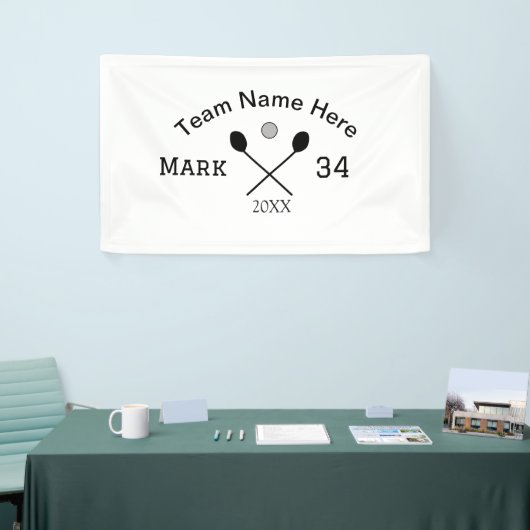 Teamnaam hier voeg naam toe nummer bal paddle golf spandoek (Beurs)