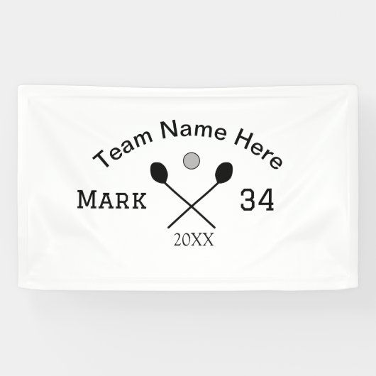 Teamnaam hier voeg naam toe nummer bal paddle golf spandoek (Horizontaal)