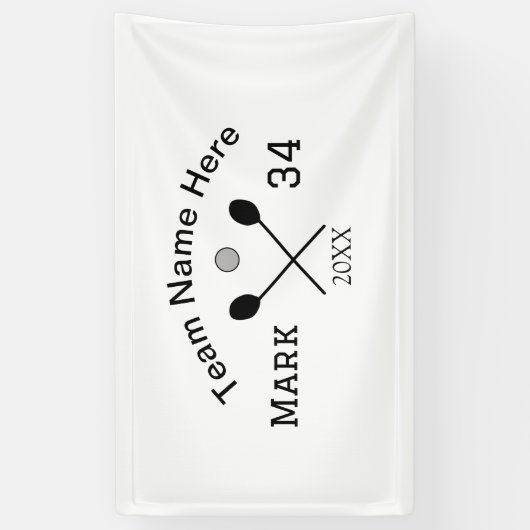 Teamnaam hier voeg naam toe nummer bal paddle golf spandoek (Verticaal)