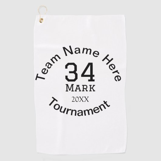 Teamnaam hier voeg naam toernooi jaar tekst toe golfhanddoek (Voorkant)