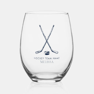 Teamnaam IJshockey Giveaway Swag Gepersonaliseerd Wijnglas Zonder Voet