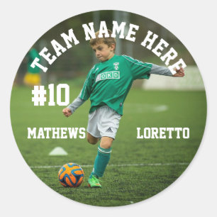Teamnaam Speler Fotonummer & naam Voetbal Ronde Sticker