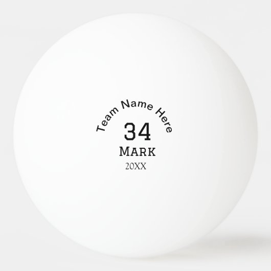 Teamnaam Speler toevoegen Naam Datum Sport mannen Pingpongballen (Voorkant)