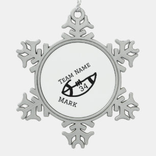 Teamnaam Speler toevoegen Naam Datum Sport mannen Tin Sneeuwvlok Ornament