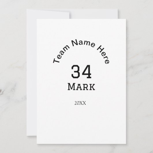 teamnaam voeg speler naam datum sport mannen toe kaart (Voorkant)