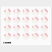 Teamroze ballonnen ronde sticker (Vel)