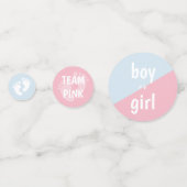 Teamroze en team Blauwe Genderpartij Confetti (Achterkanten)