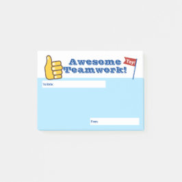 Teamwerk voor erkenning van werknemers na de toeke post-it® notes