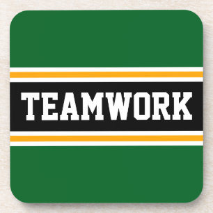 TEAMWORK Athletic Green Black 70s Racing Stripes Bier Onderzetter