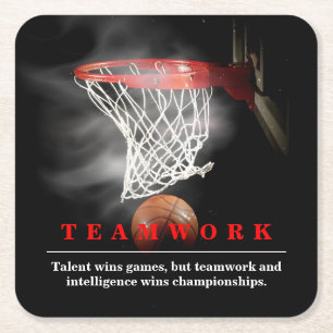 Teamwork Basketbal Motiverend Inspirerend Vierkante Kartonnen Onderzetter