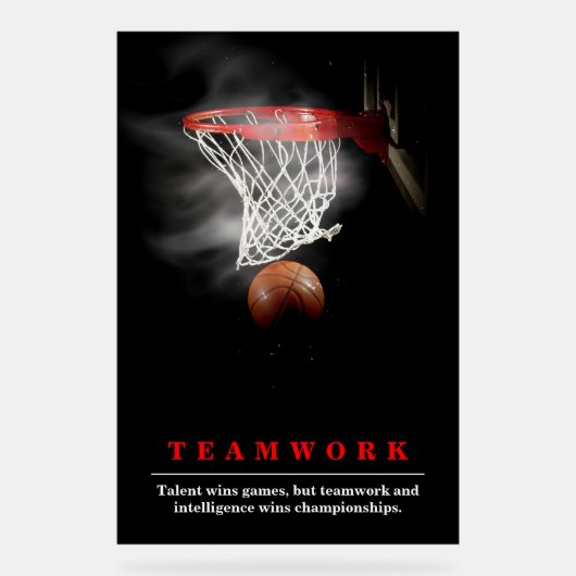 Teamwork Basketball Motivational Inspirational Acryl Bord (Voorkant)
