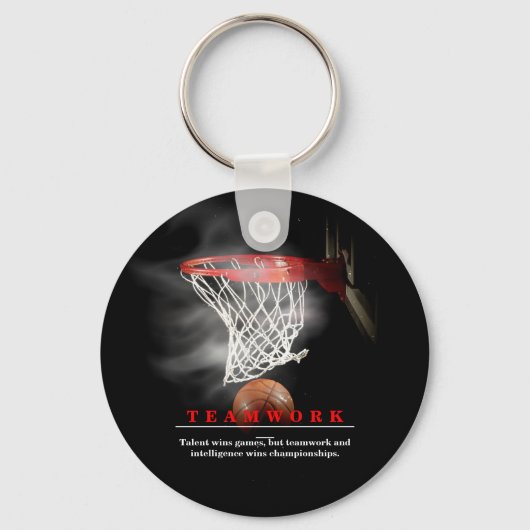 Teamwork Basketball Motivational Inspirational Sleutelhanger (Achterkant)