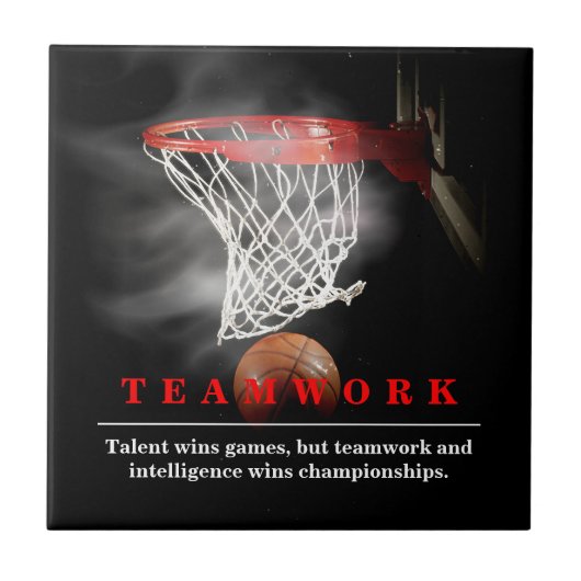 Teamwork Basketball Motivational Inspirational Tegeltje (Voorkant)
