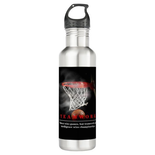 Teamwork Basketball Motivational Inspirational Waterfles (Voorkant)