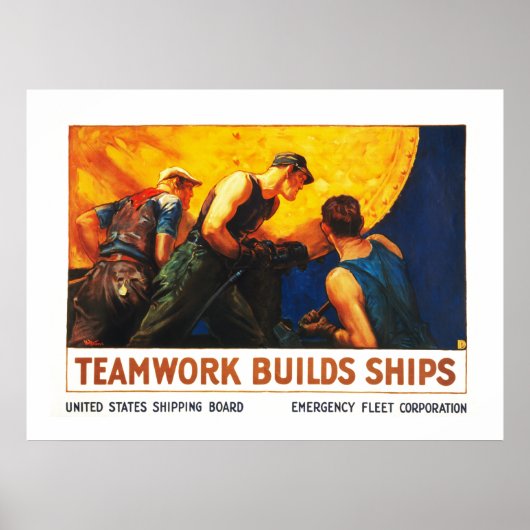 Teamwork bouwt schepen poster (Voorkant)
