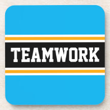 TEAMWORK Bright Azure Blue Black Racing Stripes