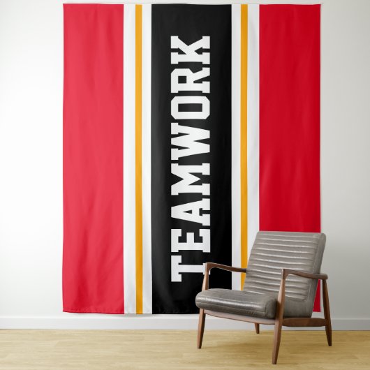 TEAMWORK Fun Helder Rood Zwart Wit Racing Stripes Wandkleed (In situ)