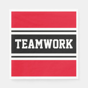 TEAMWORK Helder Rood Zwart Wit Racing Stripes Servet