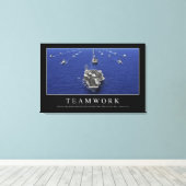 Teamwork: Inspirerend prijsopgave Canvas Afdruk (Insitu (Houten vloer))