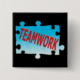 Teamwork Jigzaag Puzzle Vierkante Button 5,1 Cm