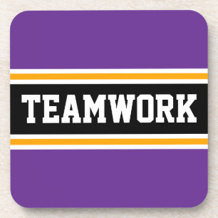 TEAMWORK Paarse Sinaasappel Black 70s Racing Strip Bier Onderzetter