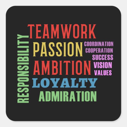 Teamwork Word Cloud Vierkante Sticker (Voorkant)
