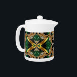 Teapot aux couleurs jamaïcaines design<br><div class="desc">Ajoutez une touche de fierté jamaïcaine à votre tea time avec une théière aux couleurs jamaïcaines, conçue avec un effet de porcelaine moderne en 3D et des détails inspirés de bijoux ! Cette superbe théière présente le noir, le vert et l'or vibrants du drapeau jamaïcain dans un design contemporain, surélevé...</div>