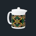 Teapot aux couleurs jamaïcaines design<br><div class="desc">Ajoutez une touche de fierté jamaïcaine à votre tea time avec une théière aux couleurs jamaïcaines, conçue avec un effet de porcelaine moderne en 3D et des détails inspirés de bijoux ! Cette superbe théière présente le noir, le vert et l'or vibrants du drapeau jamaïcain dans un design contemporain, surélevé...</div>