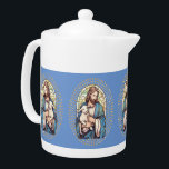 Teapot avec l'image de Dieu tenant un agneau<br><div class="desc">Teapot avec images de Dieu tenant un agneau bébé. Beau article religieux et conversation. Merci à Creative Fabrica pour certains des éléments du design.</div>