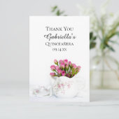 Teapot avec roses roses roses quinceanera Merci (Debout devant)