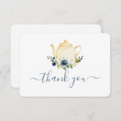 Teapot bleu carte de remerciements Floral (Devant / Derrière)