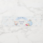 Teapot Blue White roze Waterfles Etiket (Enkel label)