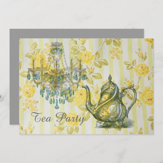 teapot chandelier  tea party kaart (Voorkant / Achterkant)