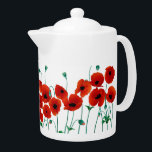 Teapot de Poppy<br><div class="desc">Teapot de pavot, jolies fleurs rouge vif aux tiges vert doux. Poêle à thé de taille moyenne, sortir à l'arrivée des clients, utiliser dans le jardin lorsque le soleil est dehors, ou même sur votre étagère, il aura l'air délicieux.</div>