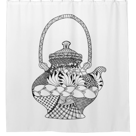 Teapot Doodle Douchegordijn (Voorkant)