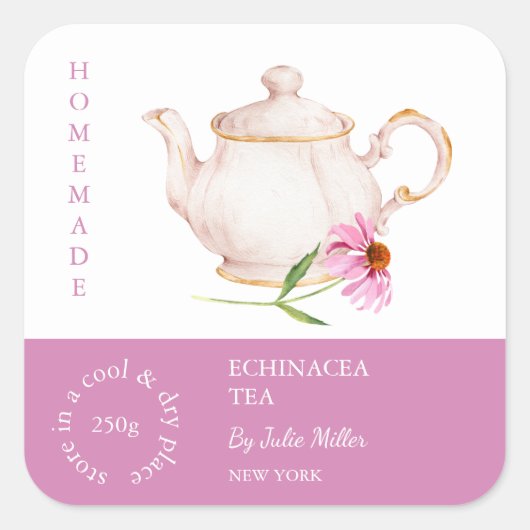 Teapot Echinacea Tea Label (Voorkant)