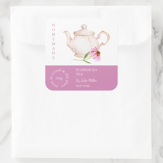 Teapot Echinacea Tea Label (Tas)