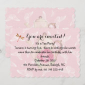 Teapot en Butterflies Invitation Kaart (Voorkant / Achterkant)