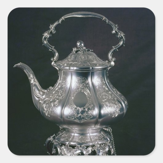 Teapot en ketel met lampvoet en brander vierkante sticker (Voorkant)