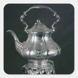 Teapot en ketel met lampvoet en brander vierkante sticker
