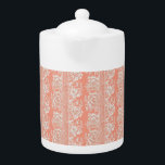 Teapot en porcelaine à effet dentelle rose et blan<br><div class="desc">Teapot en porcelaine à effet dentelle rose et blanc délicat</div>