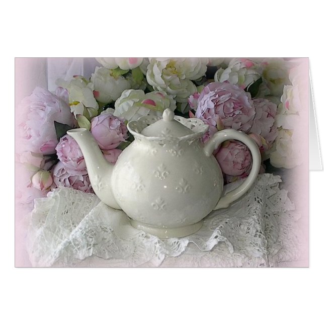 Teapot en porcelaine chic Shabby (Devant Horizontal)