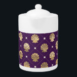 Teapot en porcelaine Regal Purple et Gold Shell<br><div class="desc">Teapot en porcelaine Regal Purple et Gold Shell</div>
