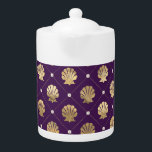Teapot en porcelaine Regal Purple et Gold Shell<br><div class="desc">Teapot en porcelaine Regal Purple et Gold Shell</div>