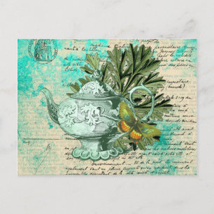  Teapot & Ephemera Collage Briefkaart