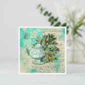 Teapot & Ephemera Collage Flat Kaart (Staand voorkant)
