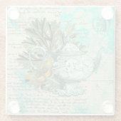 Teapot & Ephemera Collage Glazen Onderzetter (Achterkant)