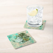  Teapot & Ephemera Collage Vierkante Kartonnen Onderzetter (Insitu)