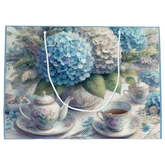 Teapot et sac cadeau Hydrangea bleu (Dos)